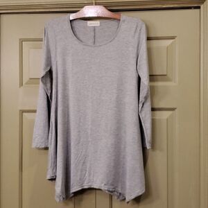 Lark & Ro Scoop Neck Long Sleeve Tunic in Light Gray